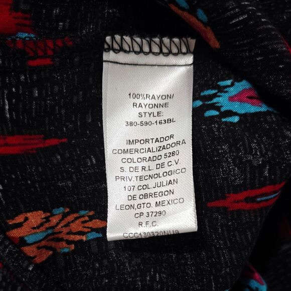 Roper Western Shirt S Youth Girls 4 / 5 Small Black Aztec Red Blue Snaps NWT New - Picture 7 of 8